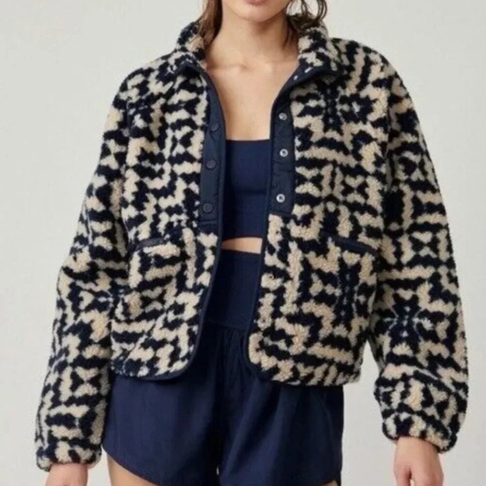 FP Movement Free People Rocky Ridge Fleece Womens Medium Midnight Navy Combo
